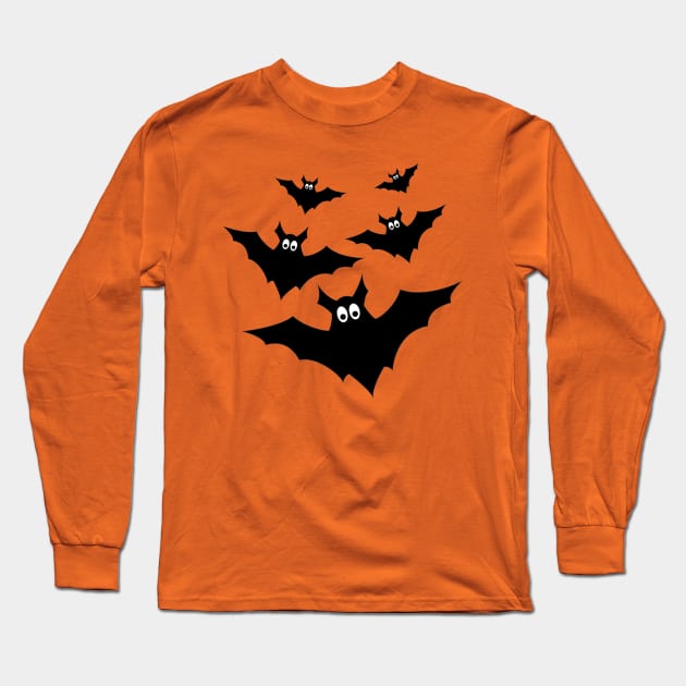 Cool cute black flying bats Halloween Long Sleeve T-Shirt by PLdesign